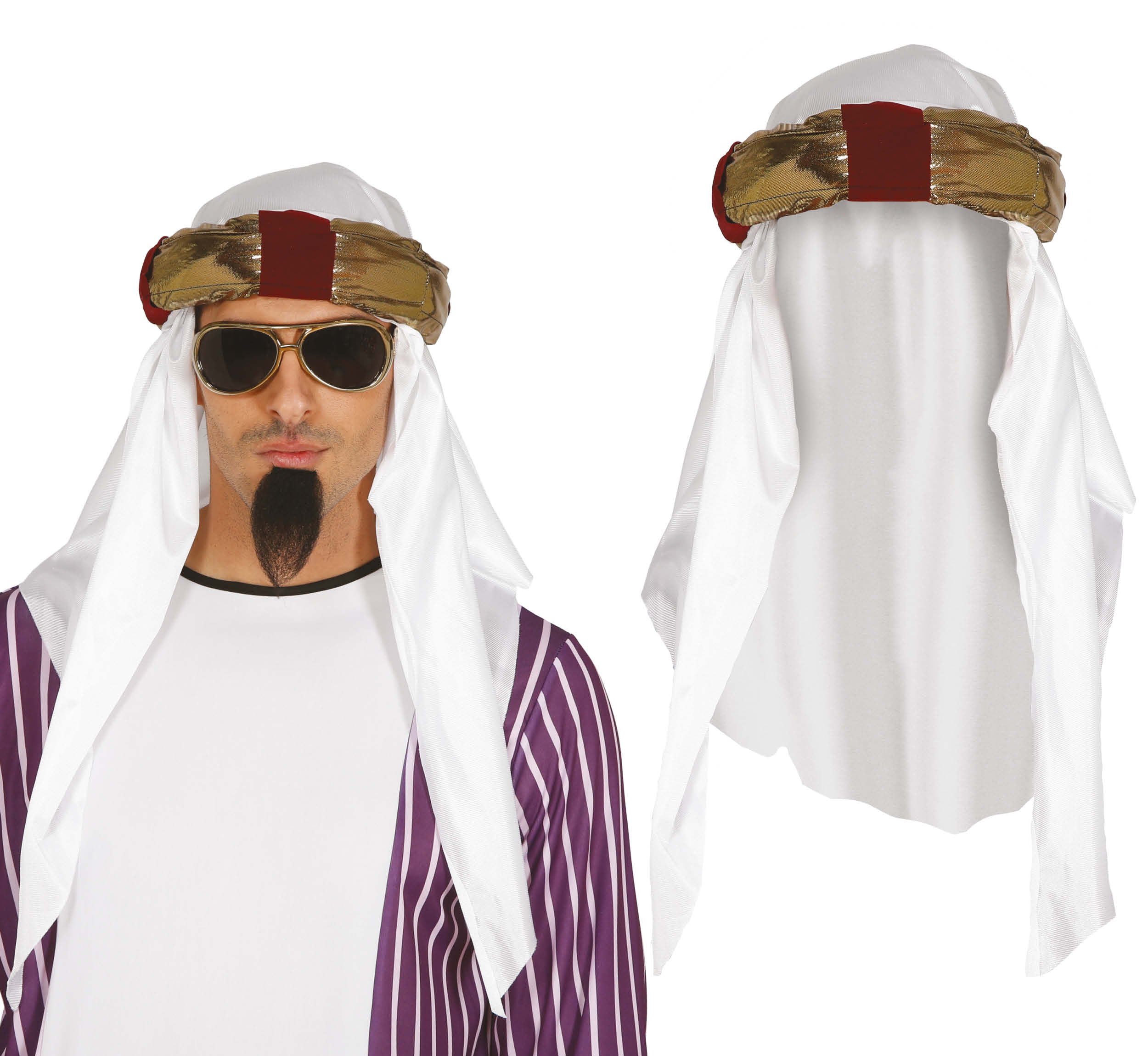 GP18116 – Sheik Karneval Turban Wüstenprinz Kostüm – Farbe: Weiß