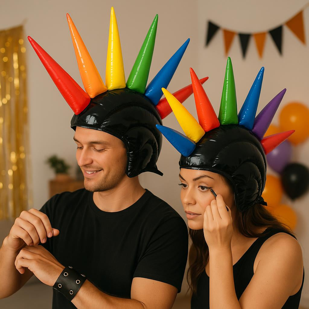 GP17307 – Aufblasbarer Irokesen Helm für Erwachsene bunt – Farbe: Mehrfarbig