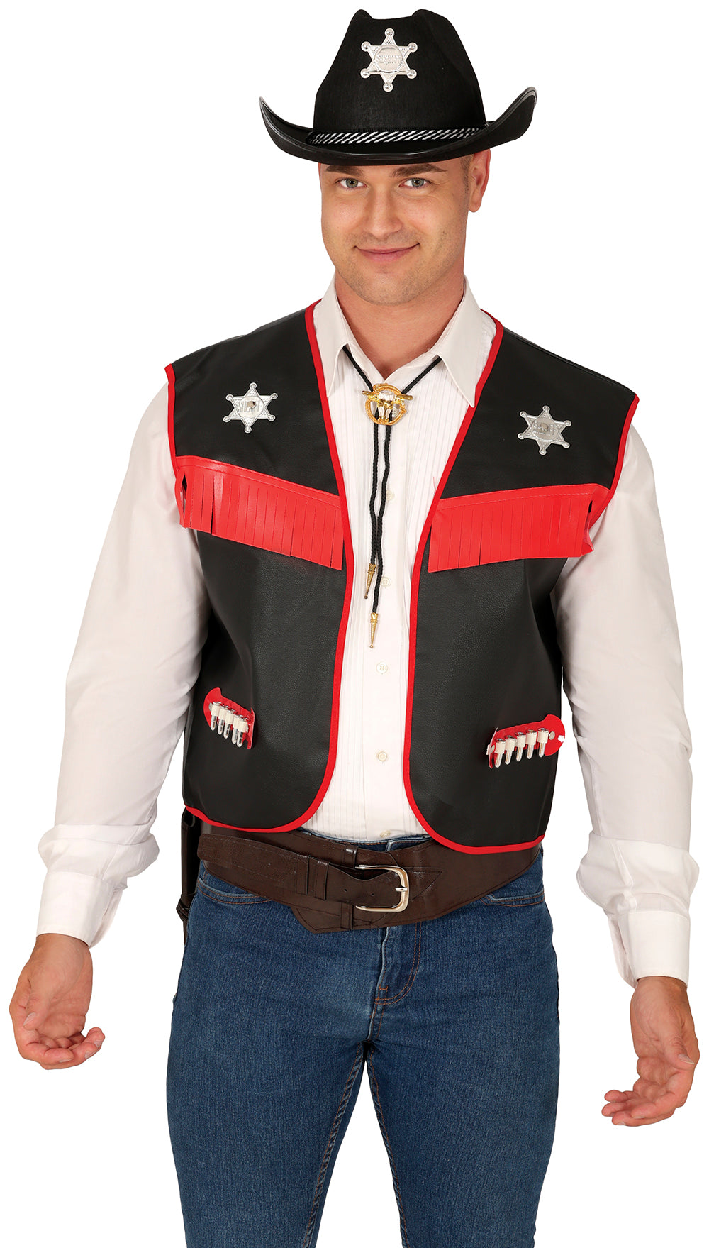 GP18347 – Cowboys Sheriff Weste Western Accessoire – Farbe: Schwarz