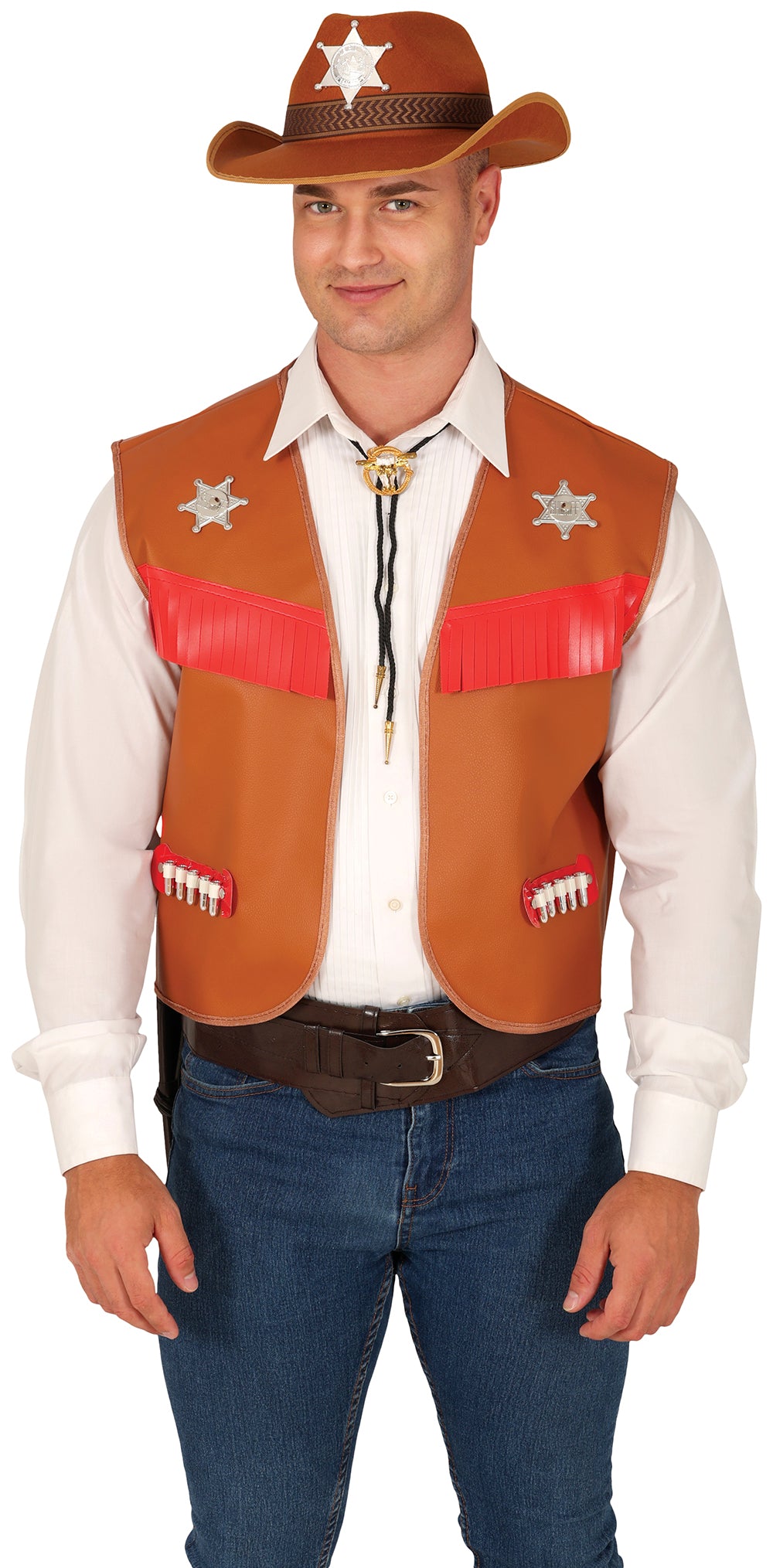 GP18347 – Cowboys Sheriff Weste Western Accessoire – Farbe: Braun