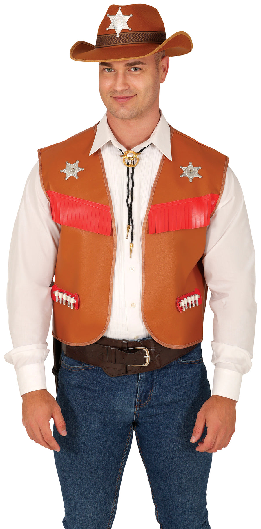 GP18347 – Cowboys Sheriff Weste Western Accessoire – Farbe: Braun, Ansicht 2