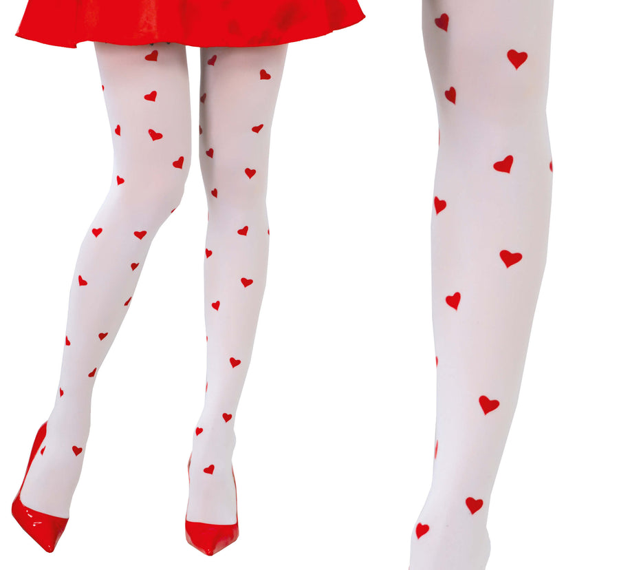 Herz Strumpfhose für Damen weiß