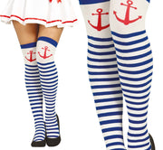 Matrosin Overknee Strümpfe für Damen mit Anker, Bild 1