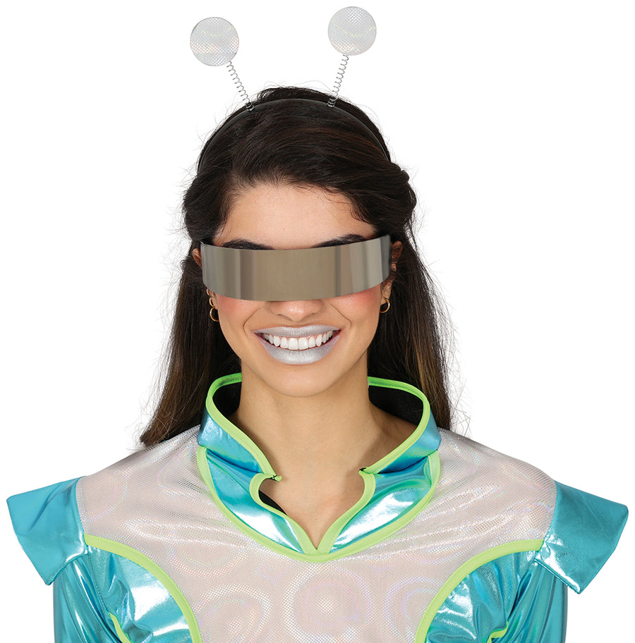 GP18497 – Film Maske Futuristische Spiegelbrille – Farbe: Silber, Ansicht 2