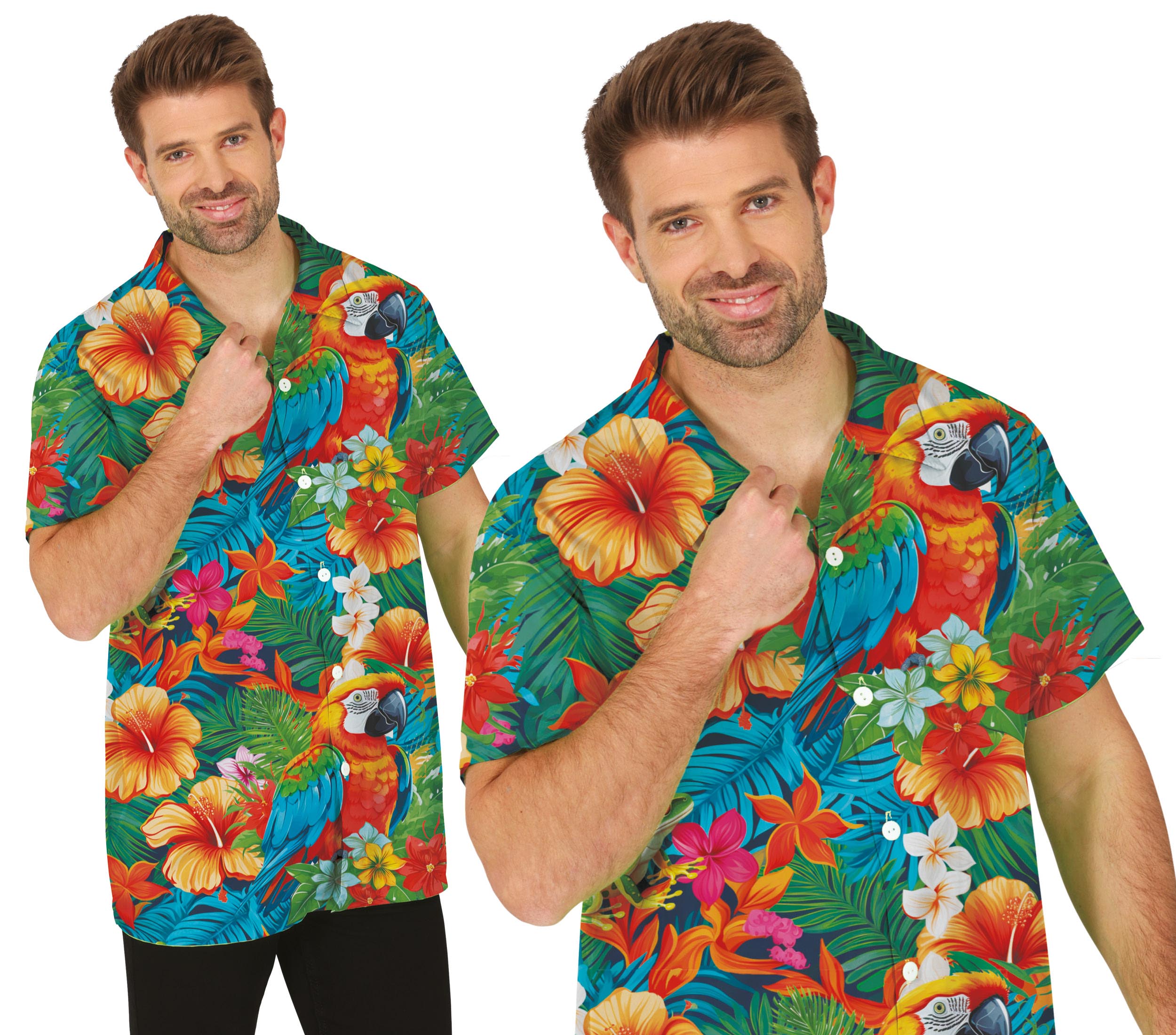 GP18550 – Hawaiianisches Sommerparadies Papageien – Größe: 48 - 50 (M), 52 - 54 (L) – Farbe: Mehrfarbig