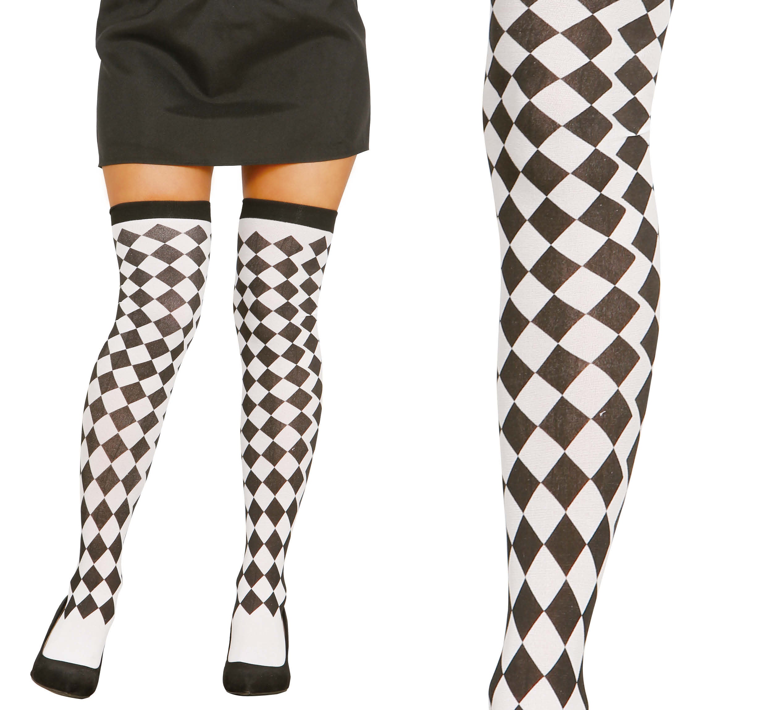 GP18658 – Clown Karneval Überknie Strümpfe Harlekin – Größe: Standard