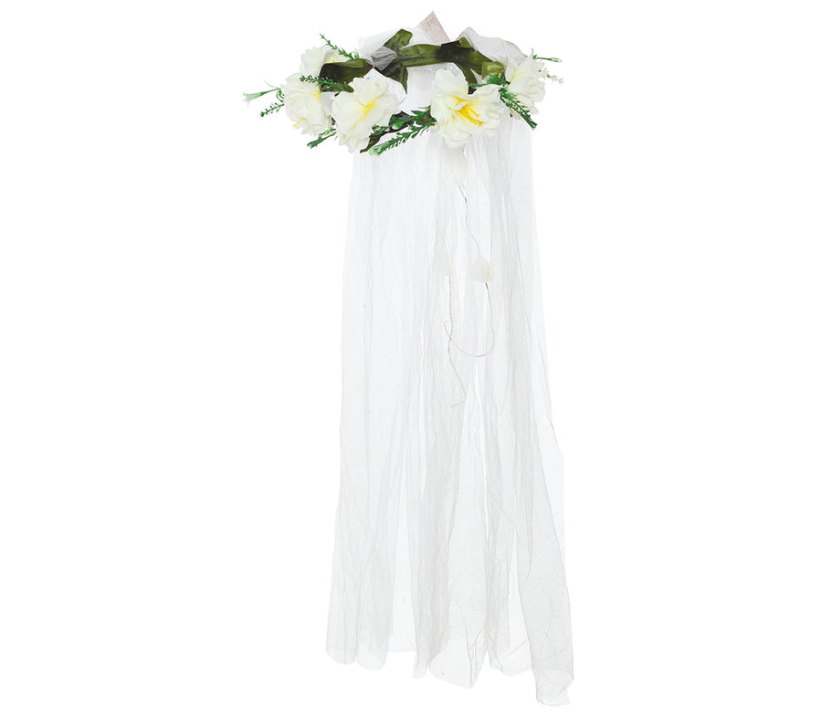 GP18772 – Prinzessin Blumenkranz Karneval Tiara – Farbe: Weiß, Ansicht 2