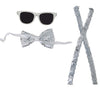 GP18811 – Silvester Glanz Accessoire Set Brille Fliege – Farbe: Silber, Gold
