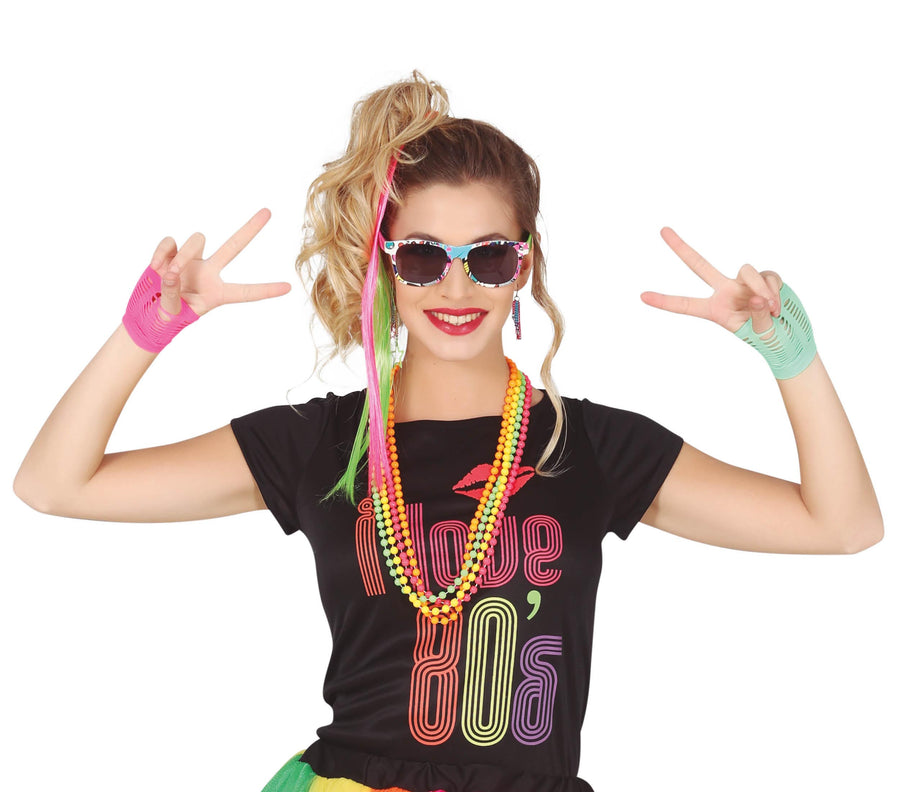 80er Jahre Party Set Neon Zubehör
