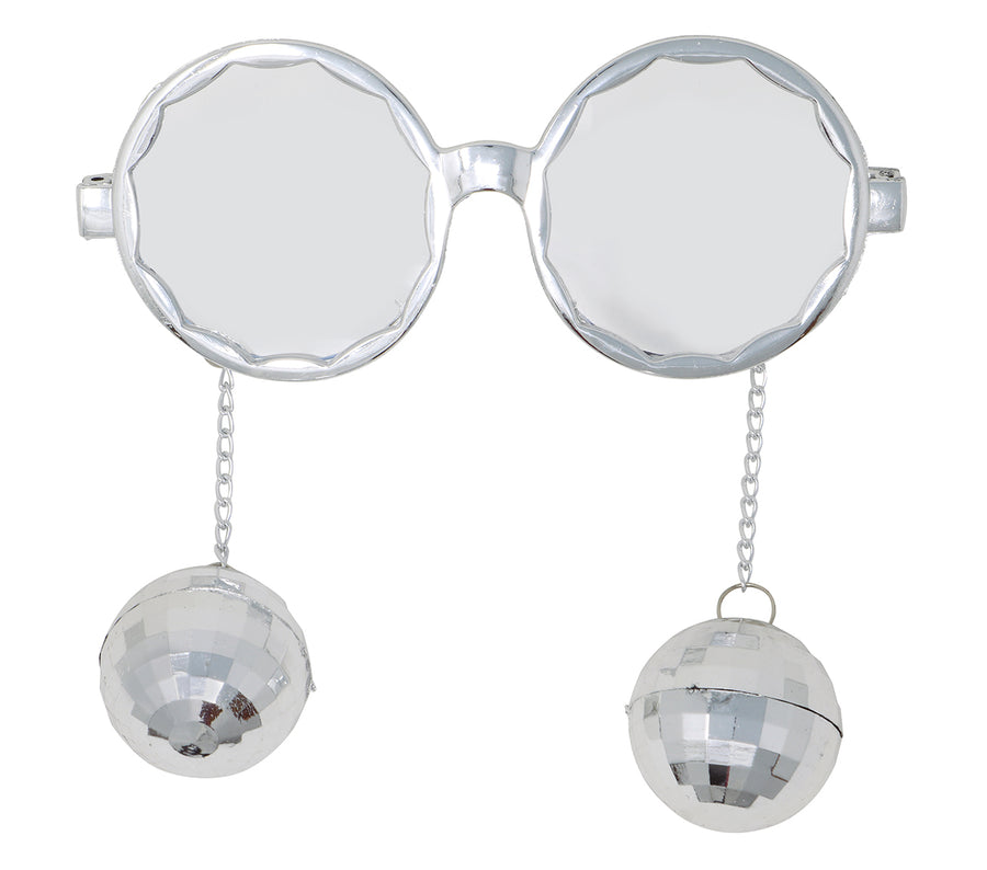 GP18854 – 70s Disco Brille Runde Gläser – Farbe: Silber, Ansicht 2