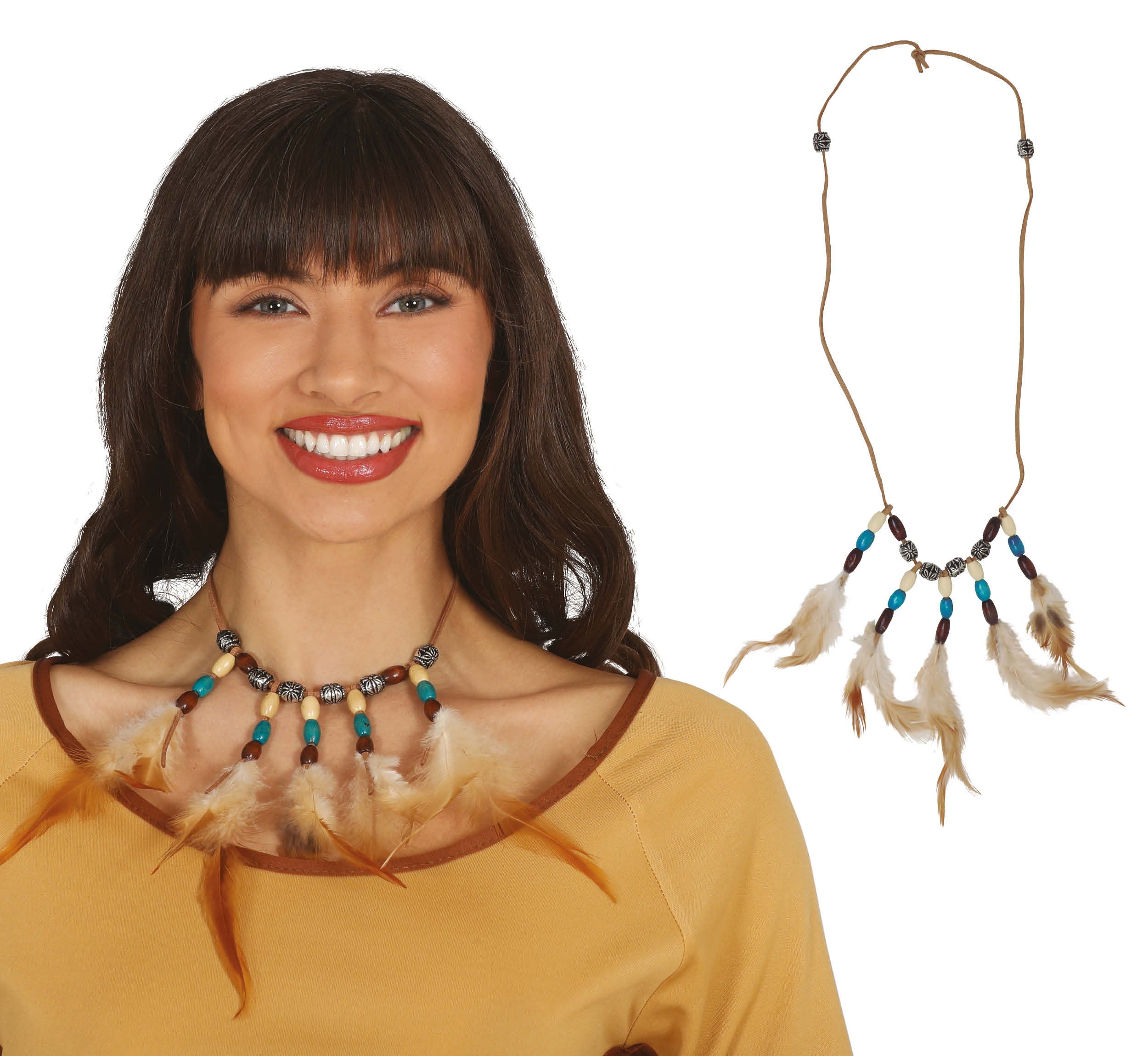 GP18868 – Indianer Kette Federn Karneval – Farbe: Braun