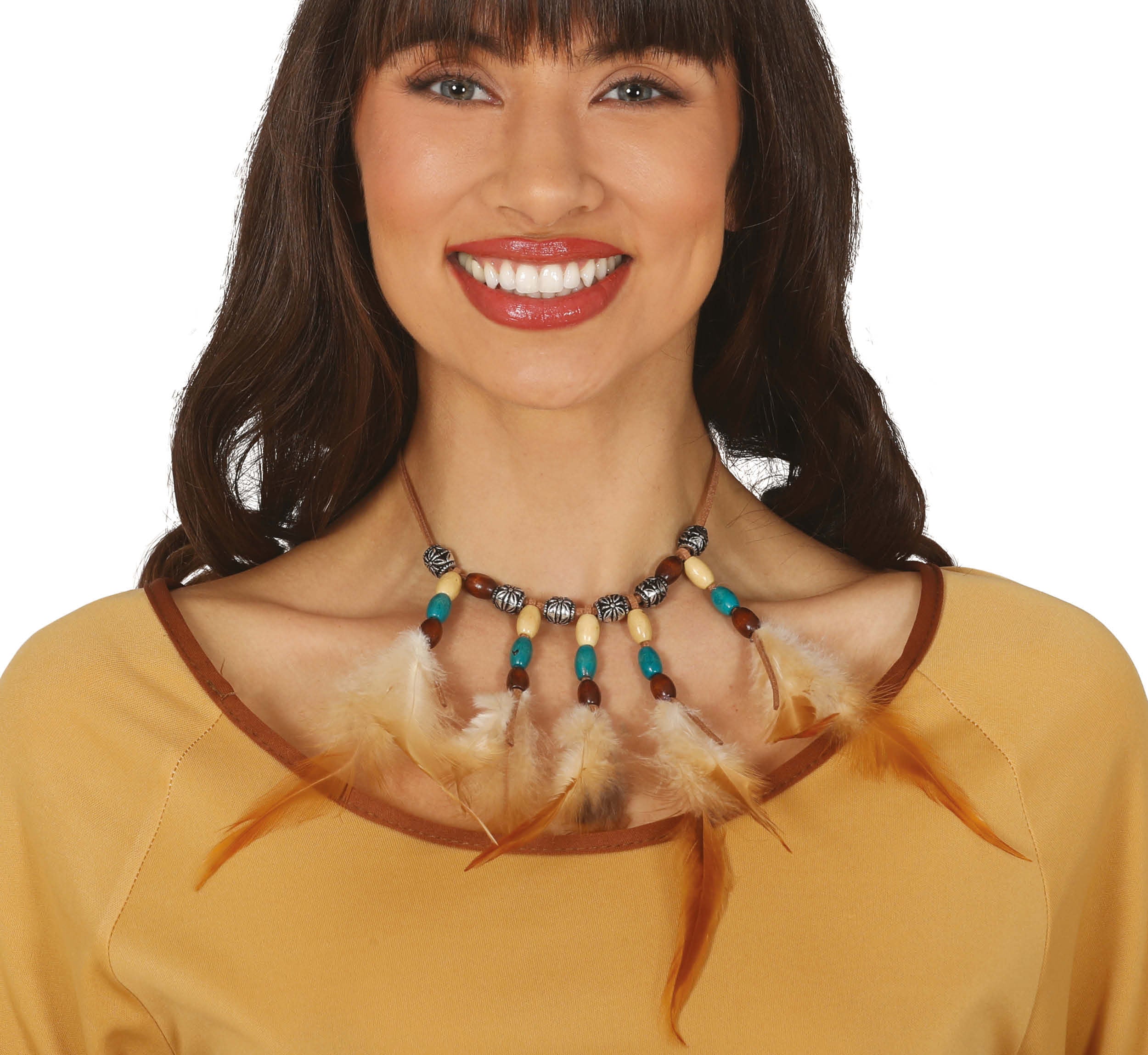 GP18868 – Indianer Kette Federn Karneval – Farbe: Braun