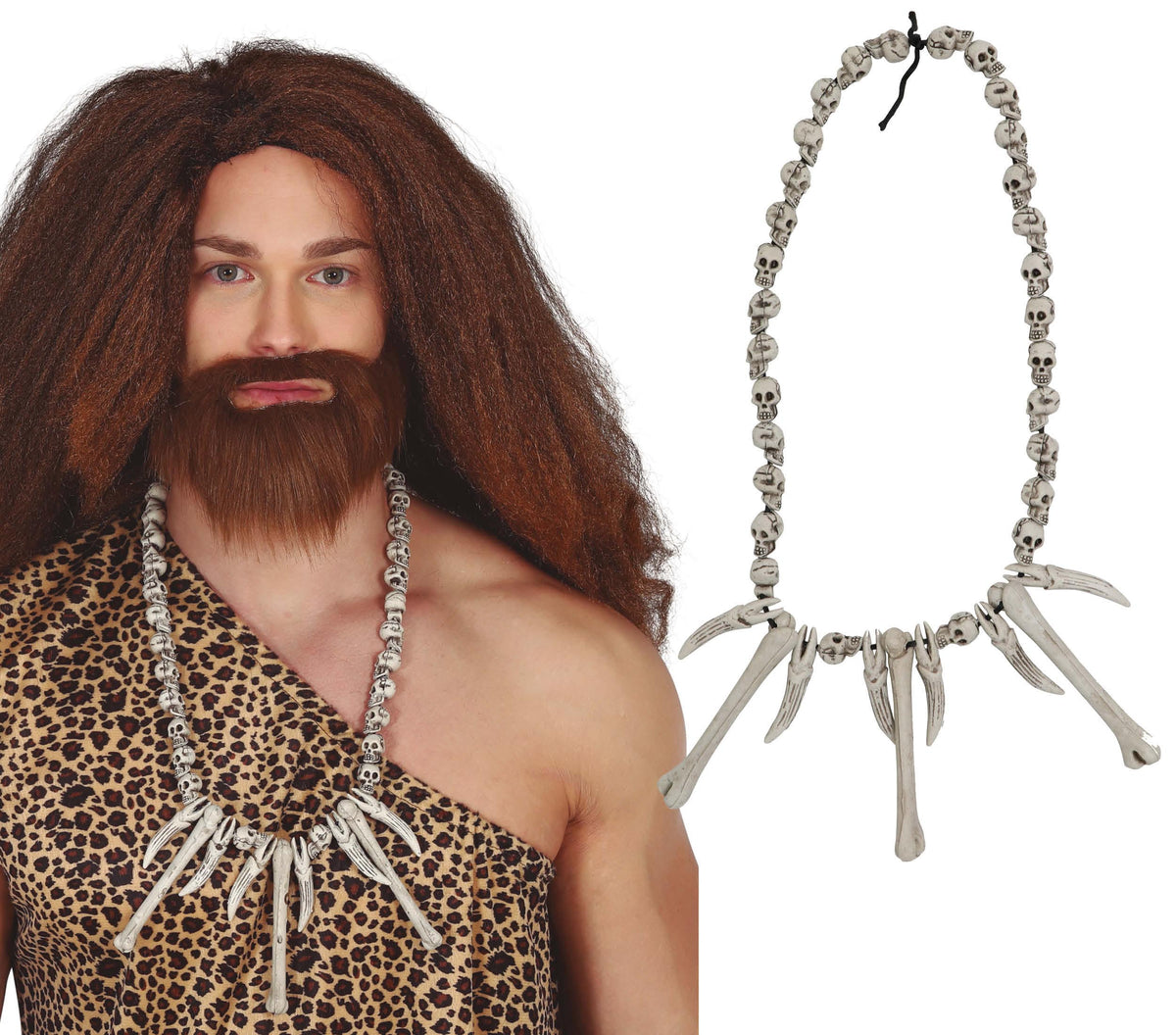 GP18906 – Voodoo Troglodyten Halskette Totenkopf – Farbe: Beige