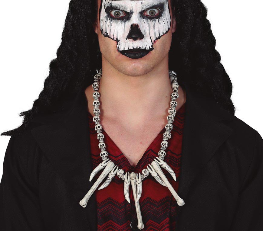 GP18906 – Voodoo Troglodyten Halskette Totenkopf – Farbe: Beige