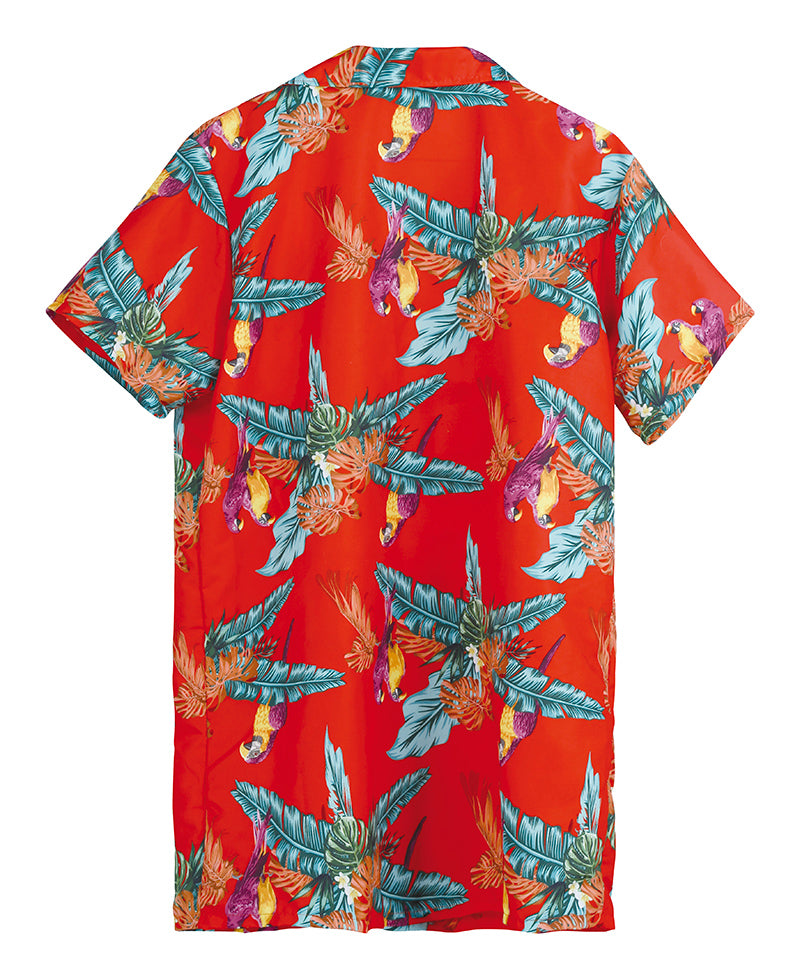 GP18930 – Hawaiianisches Tropenhemd Papagei Rot – Größe: 48 - 50 (M) – Farbe: Rot