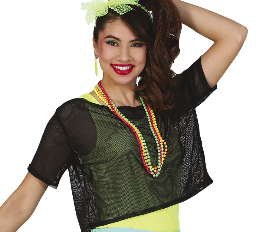 GP18946 – 80s Neon Tanzshirt Karneval Fashion – Farbe: Schwarz