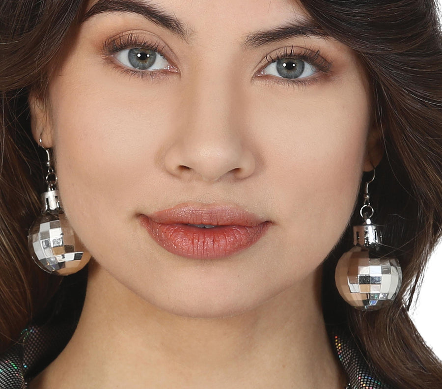 Discokugel Ohrringe für Damen 25 mm silber