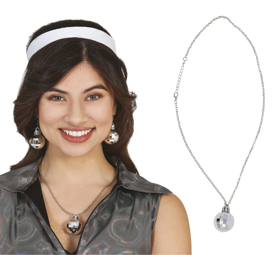 Discokugel Halskette für Damen 4 cm silber