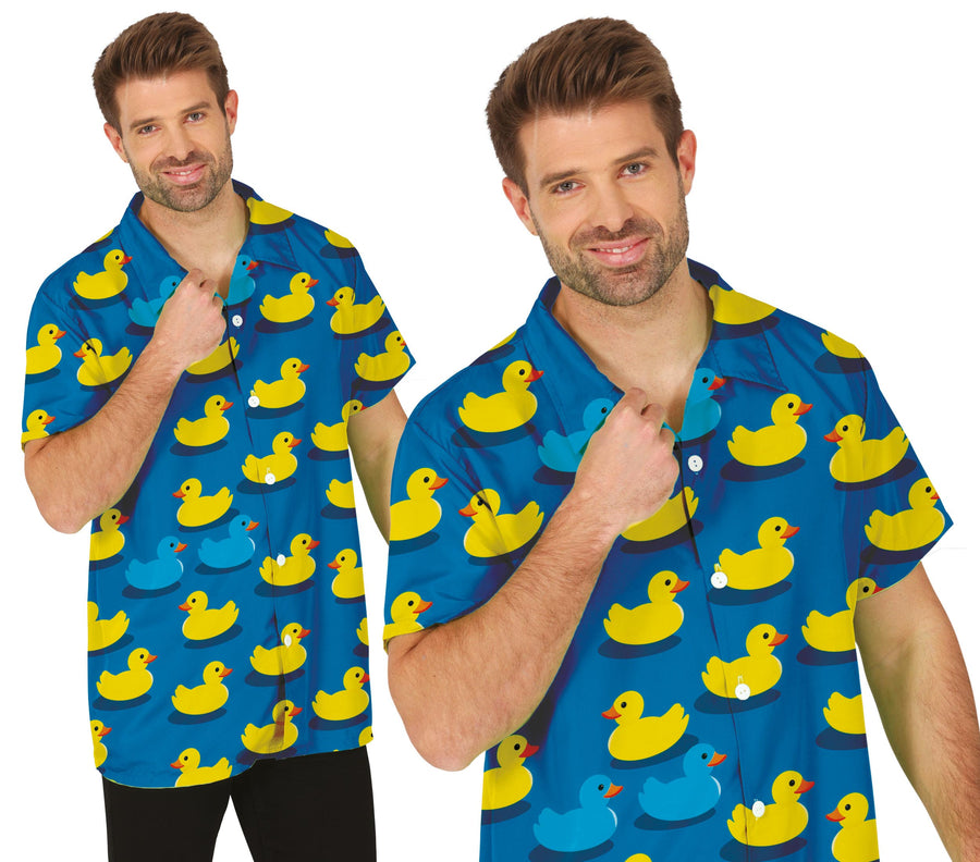 Quietscheenten Hawaiihemd für Herren blau