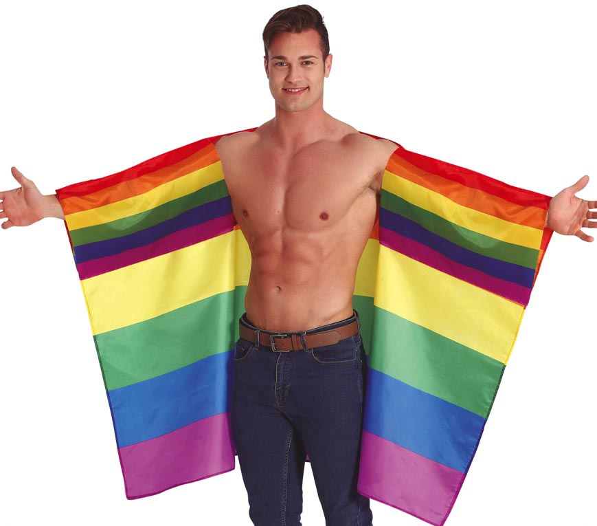 GP18988 – Regenbogen Cape Kostüm Karneval – Farbe: Mehrfarbig, Ansicht 2