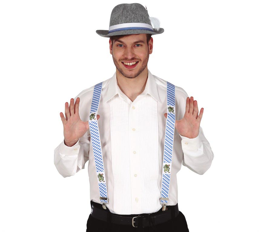 Bayerische Hosenträger für Erwachsene blau weiß