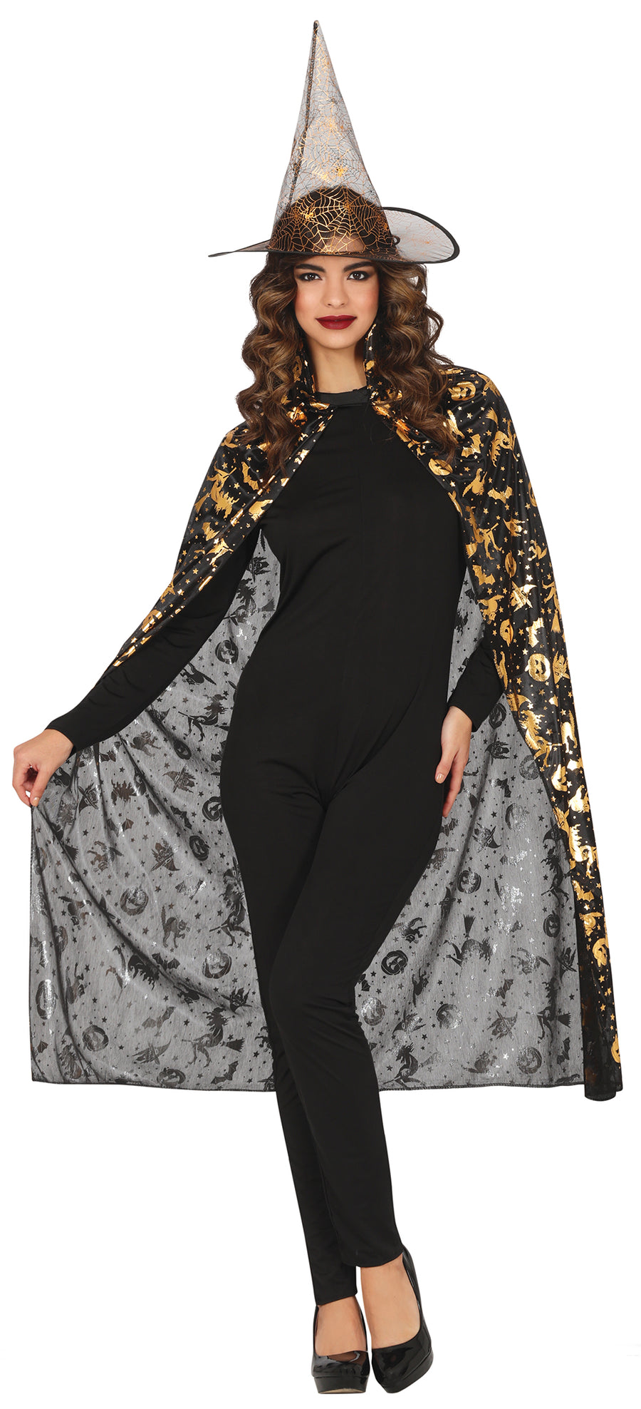 GP19012 – Hexe Halloween Umhang Hut Set – Farbe: Schwarz, Ansicht 2