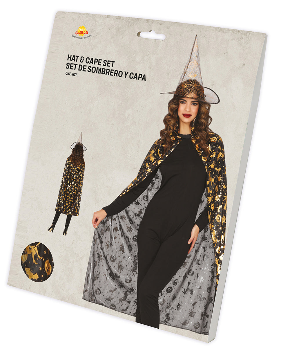GP19012 – Hexe Halloween Umhang Hut Set – Farbe: Schwarz