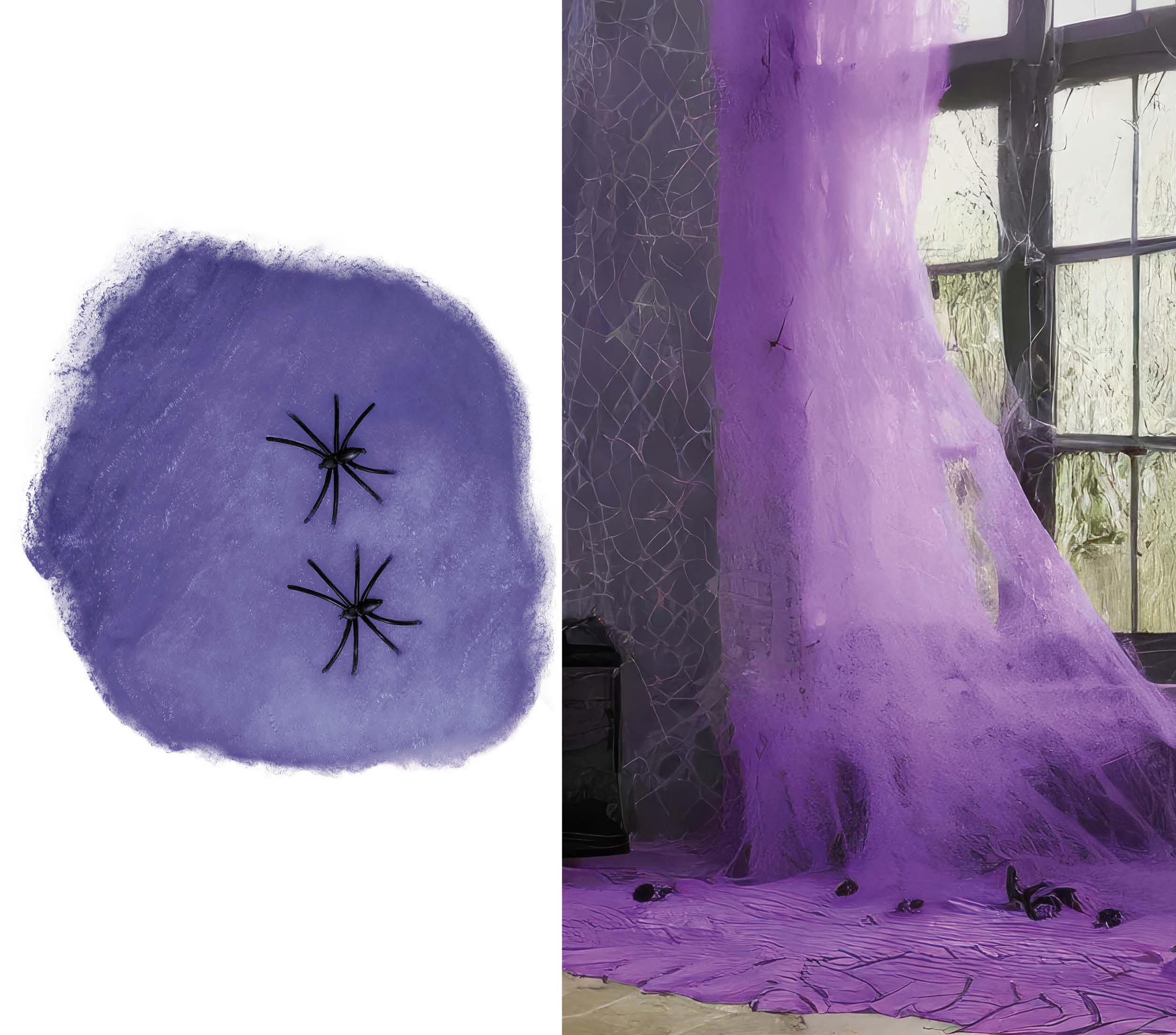 GP19037 – Tierisches Halloween Spinnennetz Deko – Farbe: Lila, Orange, Grün, Schwarz