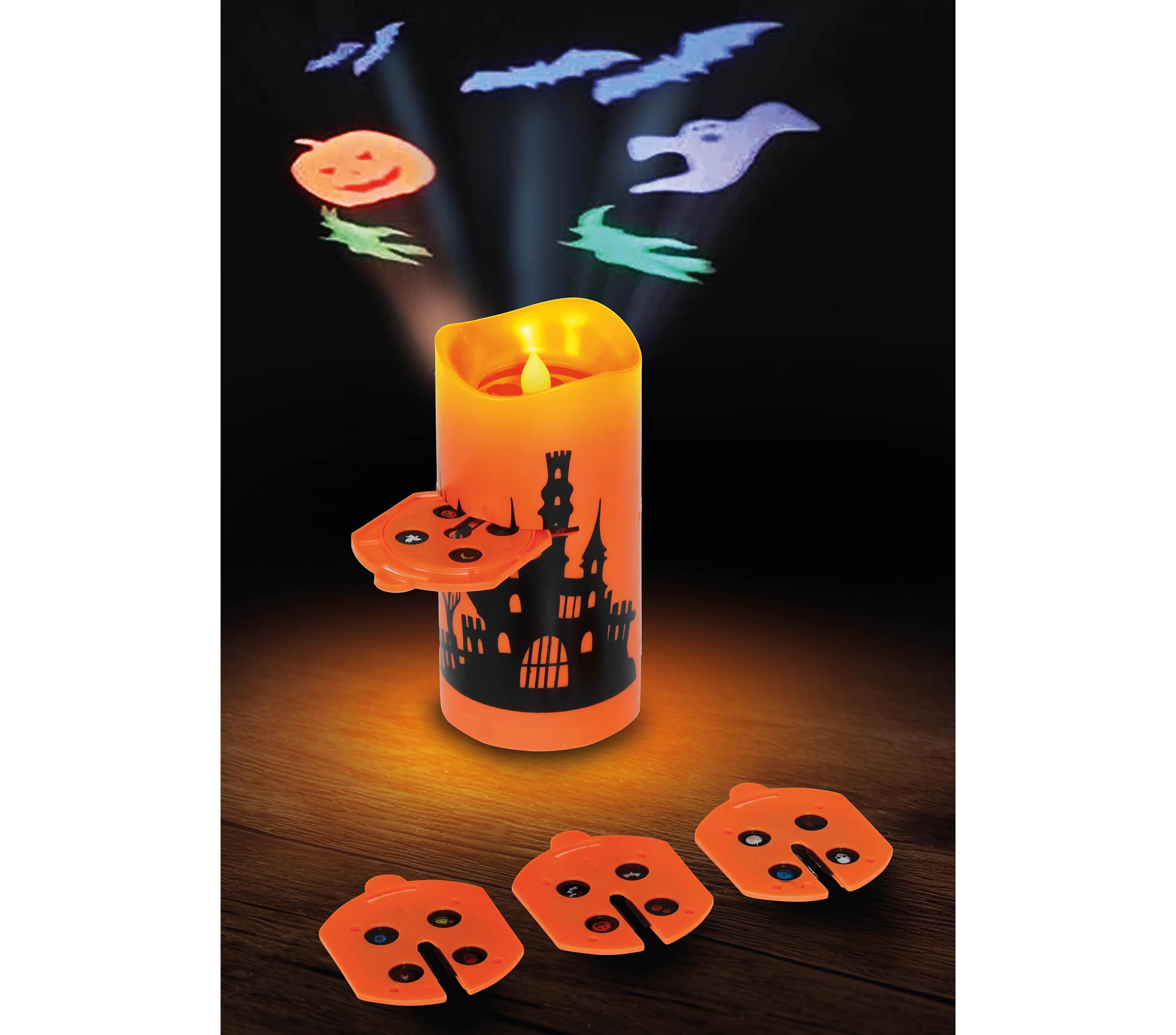 GP19054 – Halloween Projektor Kerze Gruselschloss – Farbe: Orange