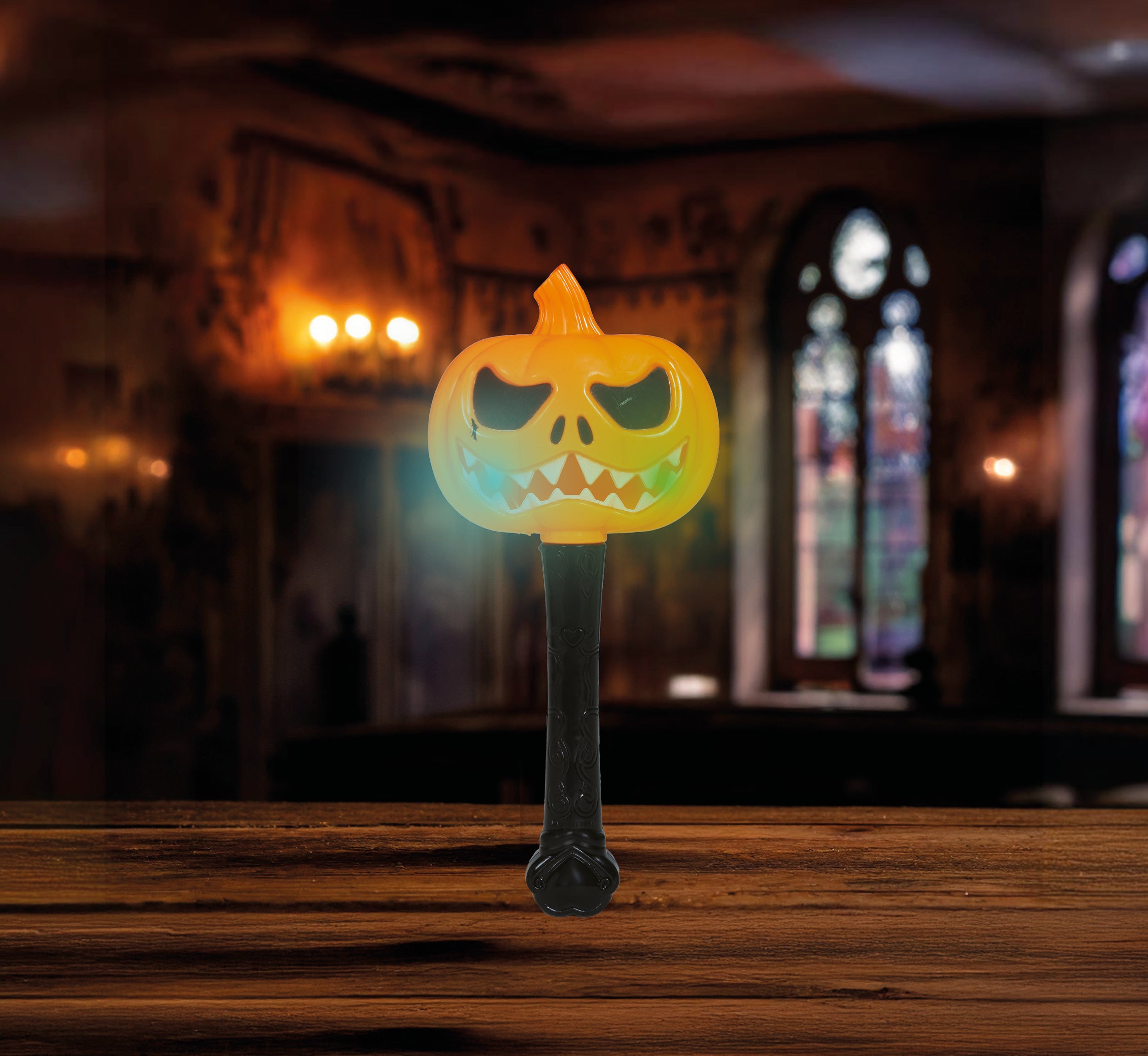 GP19067 – Halloween Schauder Stab Kürbis Gesicht – Farbe: Orange, Weiß