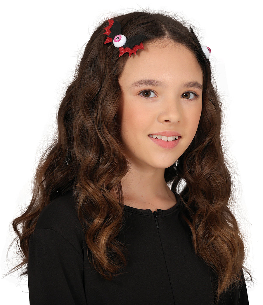 Fledermaus Haarclips für Erwachsene 10 cm mit Auge
