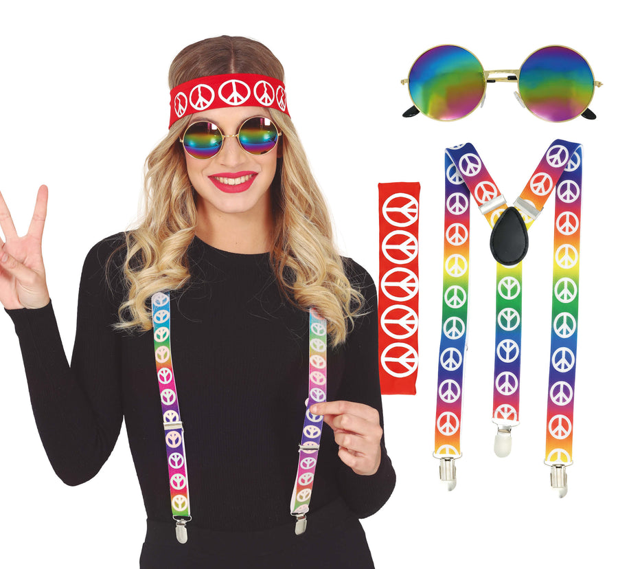 Hippie Accessoire Set für Erwachsene 3 teilig