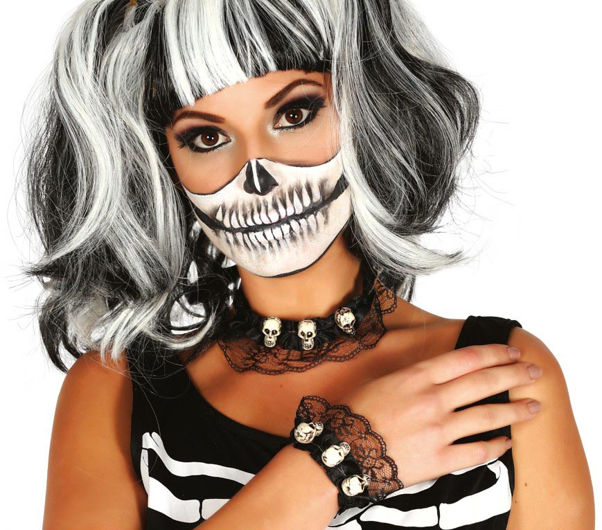 GP19302 – Voodoo Totenkopf Schmuck Set Halloween – Farbe: Schwarz, Ansicht 2