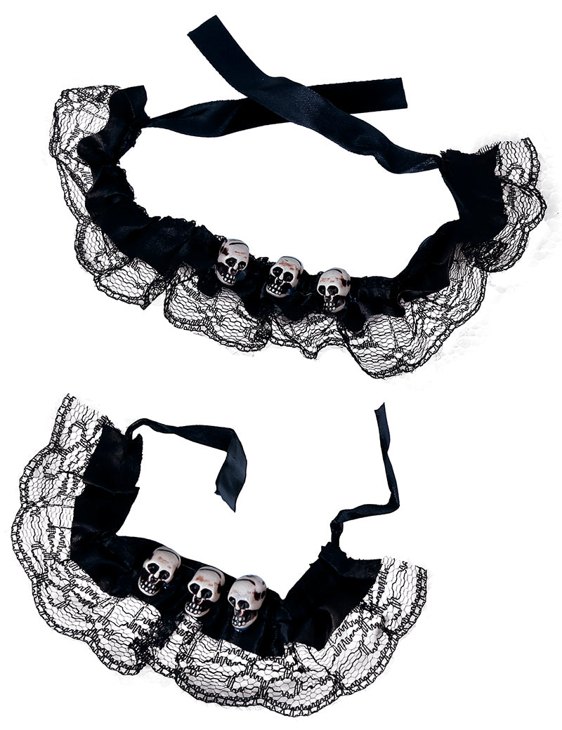 GP19302 – Voodoo Totenkopf Schmuck Set Halloween – Farbe: Schwarz