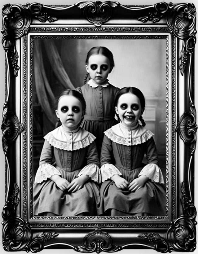 GP19534 – Halloween Schwestern Gruseliges Wandbild – Farbe: Weiß / Schwarz