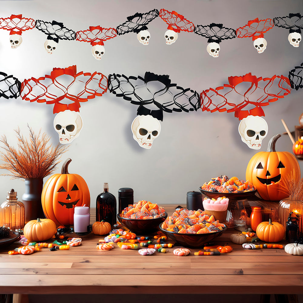 GP19650 – Skelett Schädel Girlande Halloween – Farbe: Schwarz