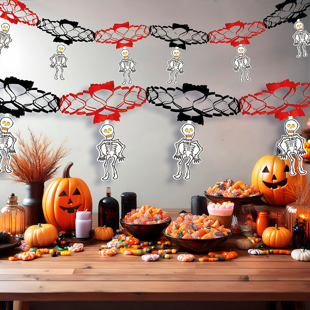 GP19653 – Skelett Halloween Girlande Dekoration – Farbe: Schwarz
