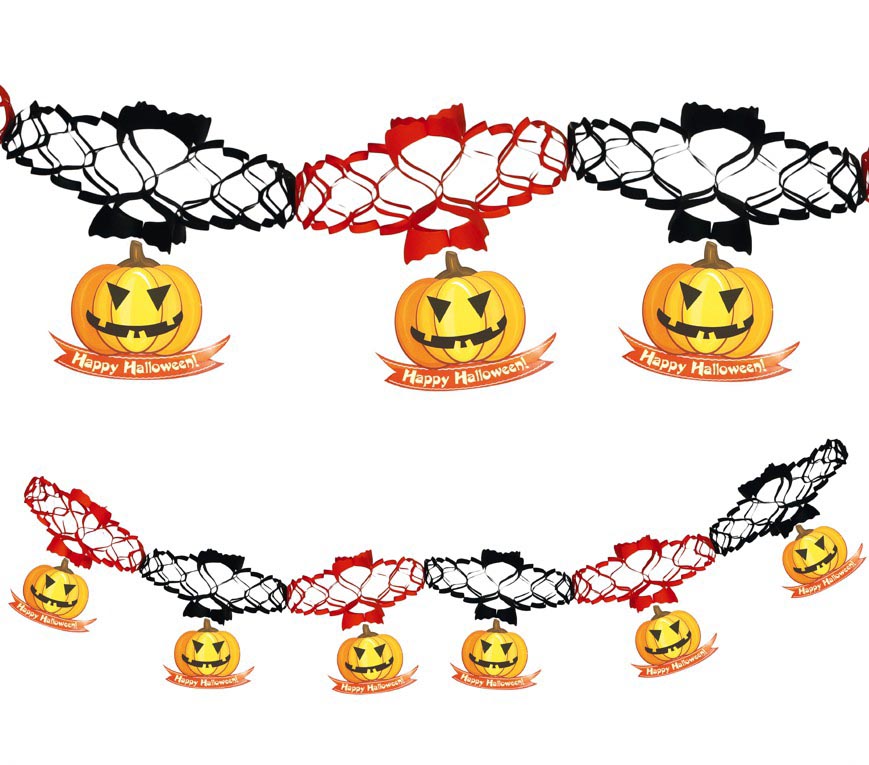 GP19654 – Halloween Kürbis Girlande Gruseldeko – Farbe: Schwarz