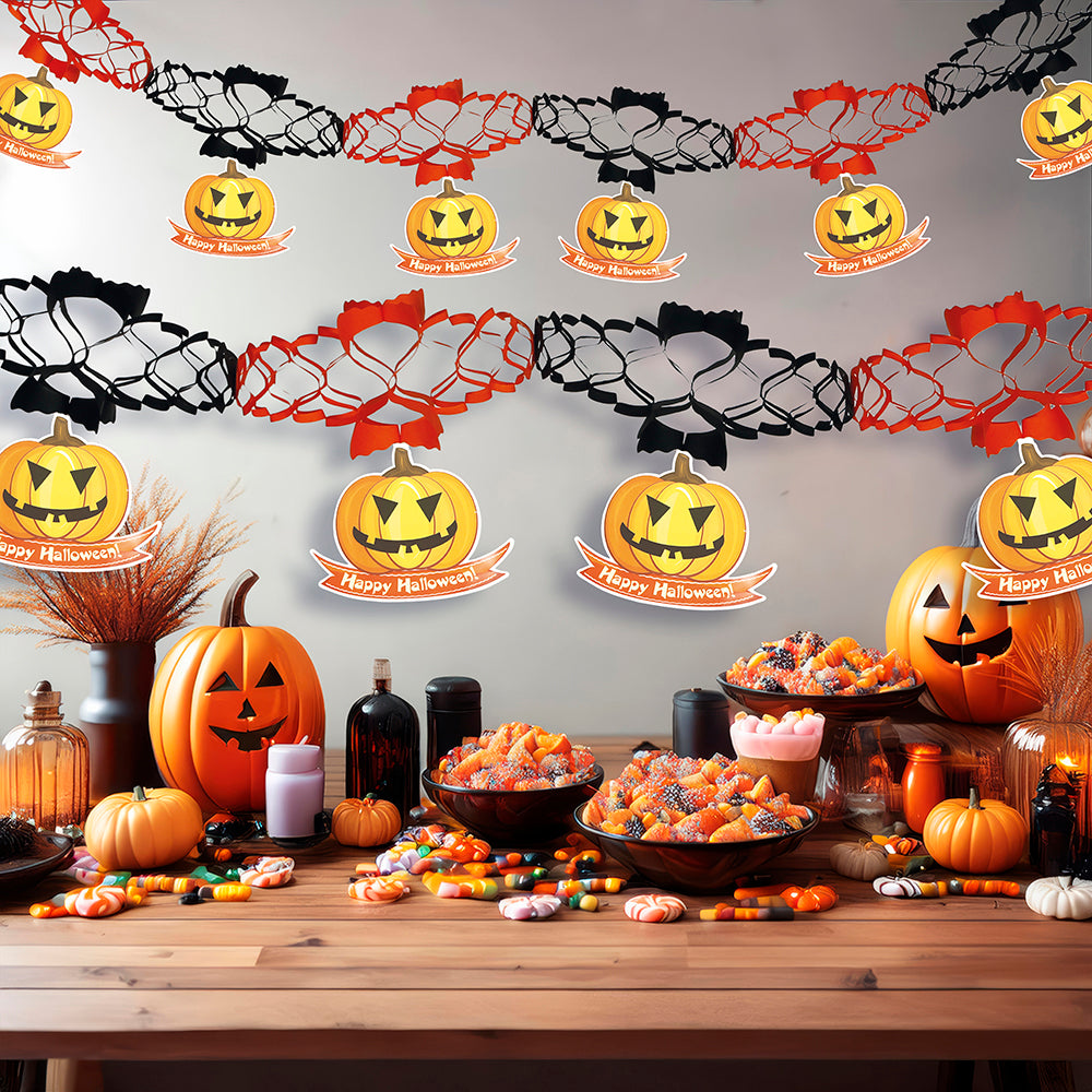 GP19654 – Halloween Kürbis Girlande Gruseldeko – Farbe: Schwarz