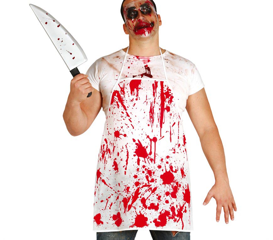 GP19031 – Koch Halloween Schürze Rot Blut Horror – Farbe: Weiß, Ansicht 2