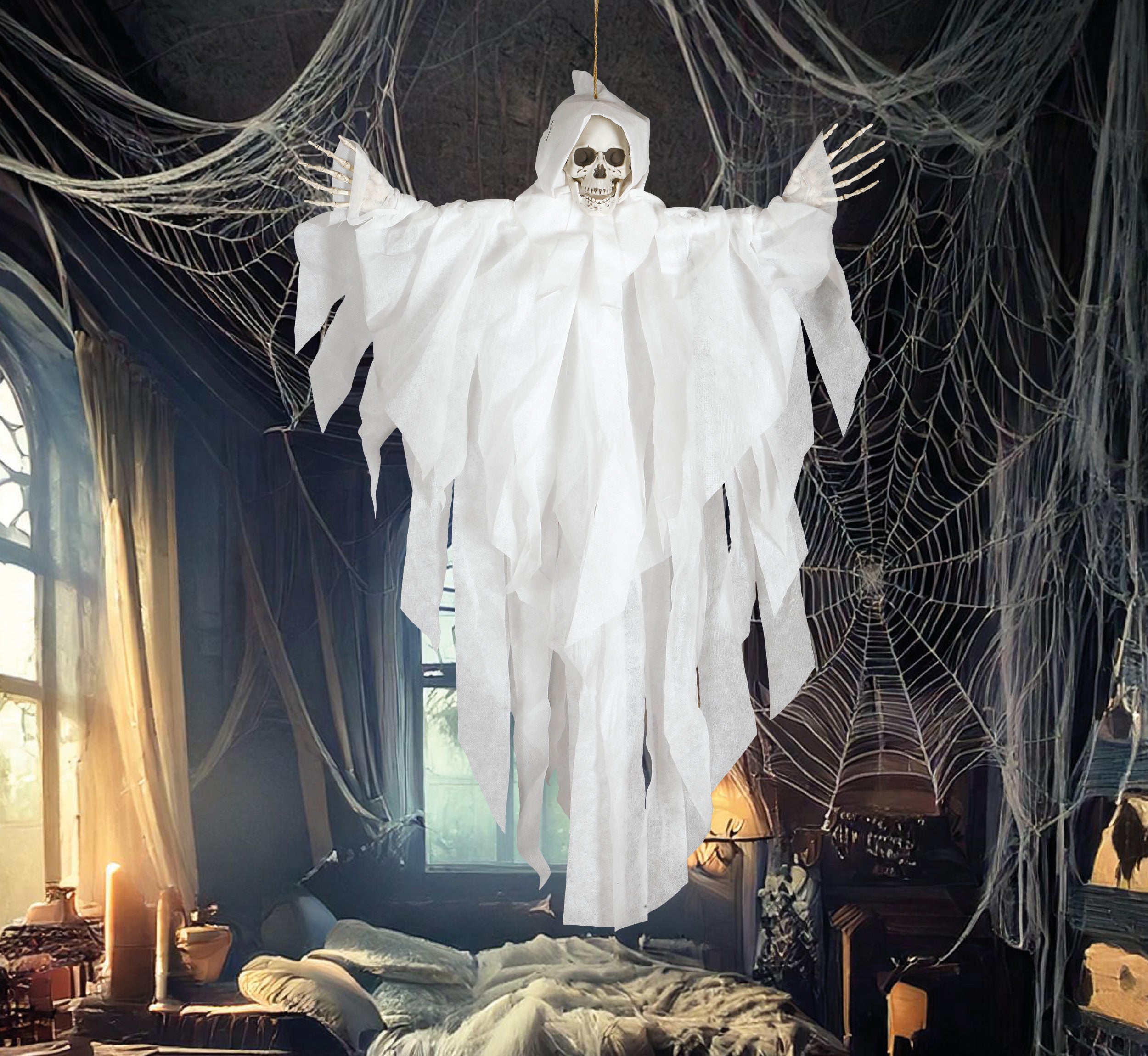 GP19836 – Skelett Dekoration Halloweenpendel – Farbe: Weiß