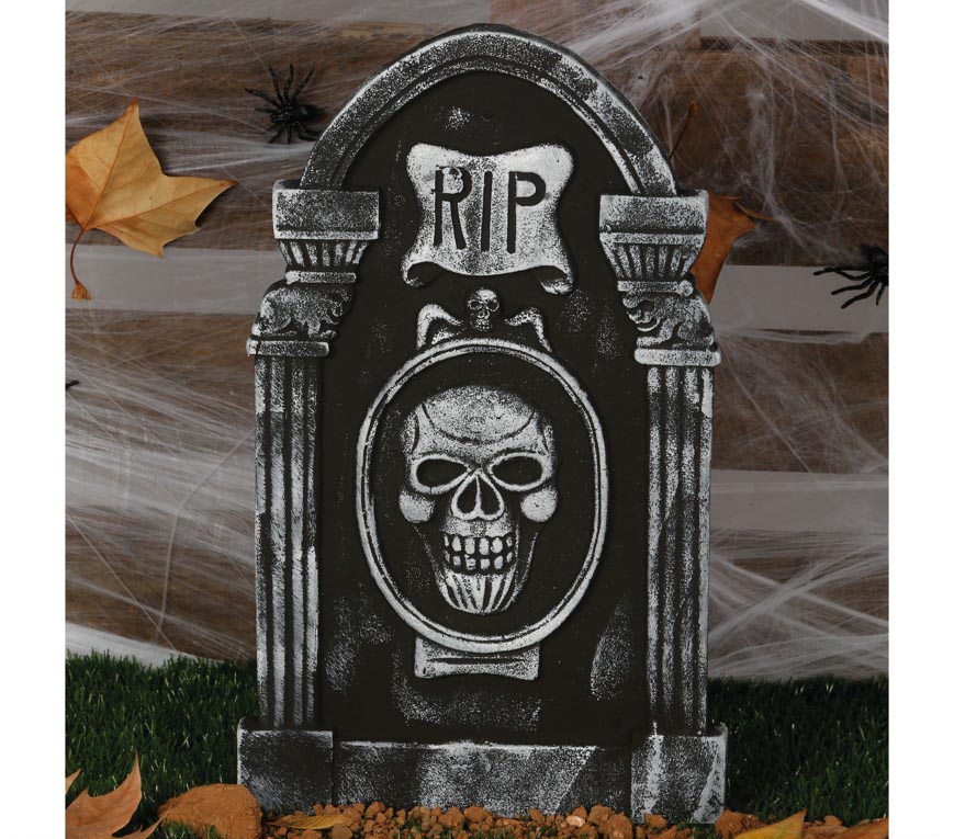 GP19861 – Halloween Grabstein Dekoration Totenkopf – Farbe: Metallic