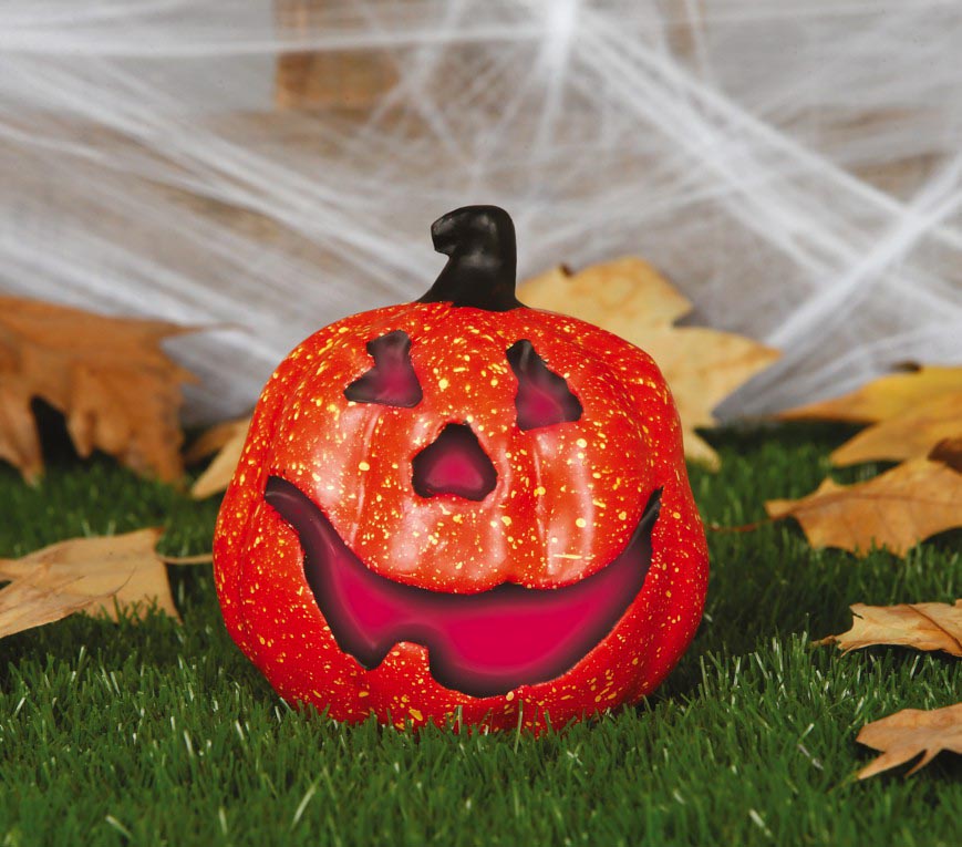 Halloween Kürbis mit Licht 15 cm