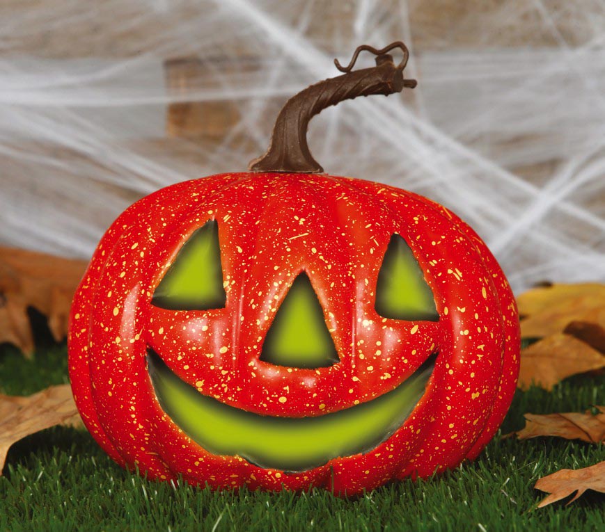 Kürbis Deko mit Licht 20 cm Halloween