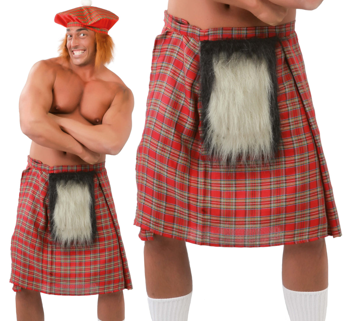GP18401 – Kilt für Herren 95 x 55 cm rot kariert – Farbe: Rot