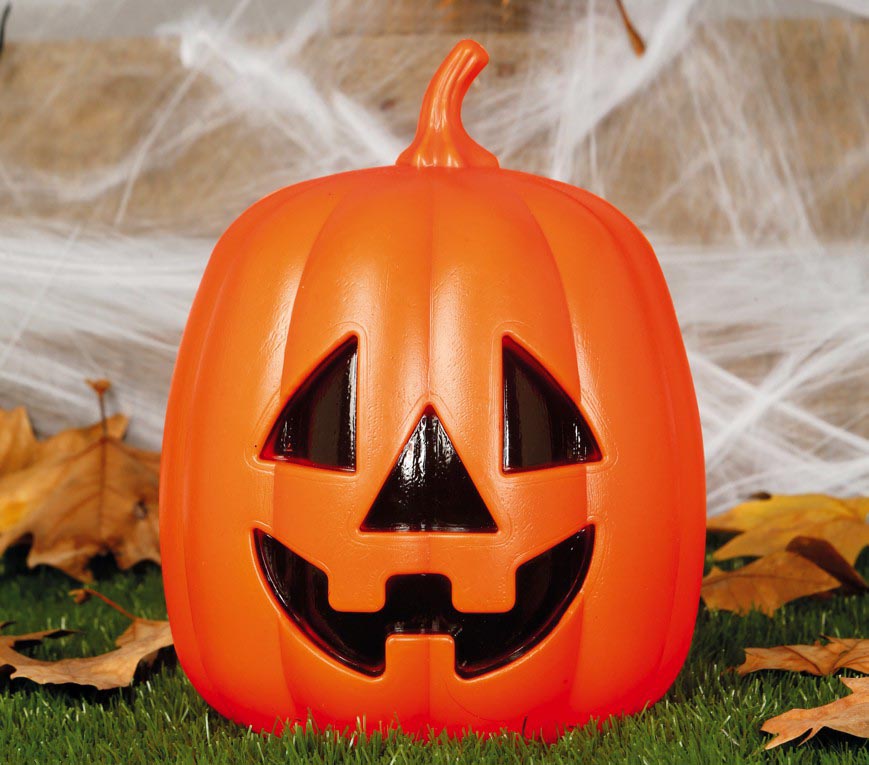 GP19870 – Deko Kürbis mit Licht 27 cm Halloween – Farbe: Orange, Ansicht 2