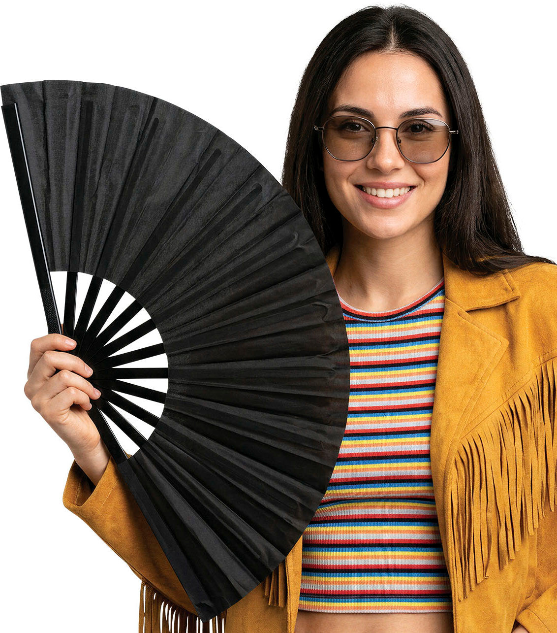 GP27306 – Handfächer für Erwachsene 60 x 30 cm groß – Farbe: Schwarz