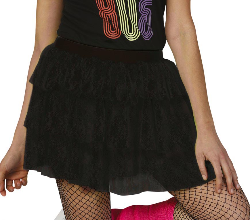 GP18940 – 80er Jahre Spitzenrock für Damen – Farbe: Schwarz
