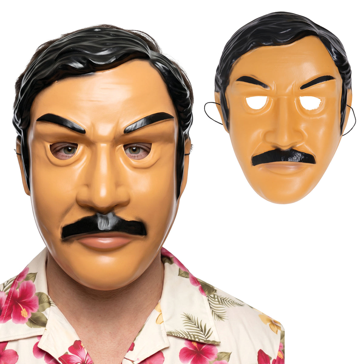 GP2587 – Gangster Maske für Erwachsene mit Schnurrbart – Farbe: Beige