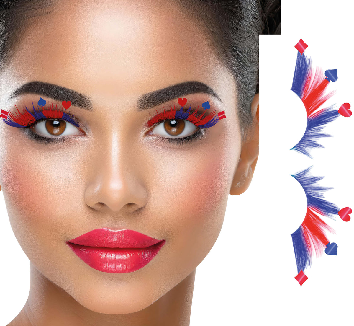 GP15091 – Party Wimpern für Erwachsene mit Motiv – Farbe: Blau / Rot